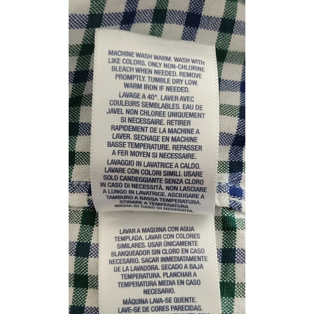 Ralph Lauren Boys Green Blue Check Long Sleeve‎ Shirt Size XL (18-20)